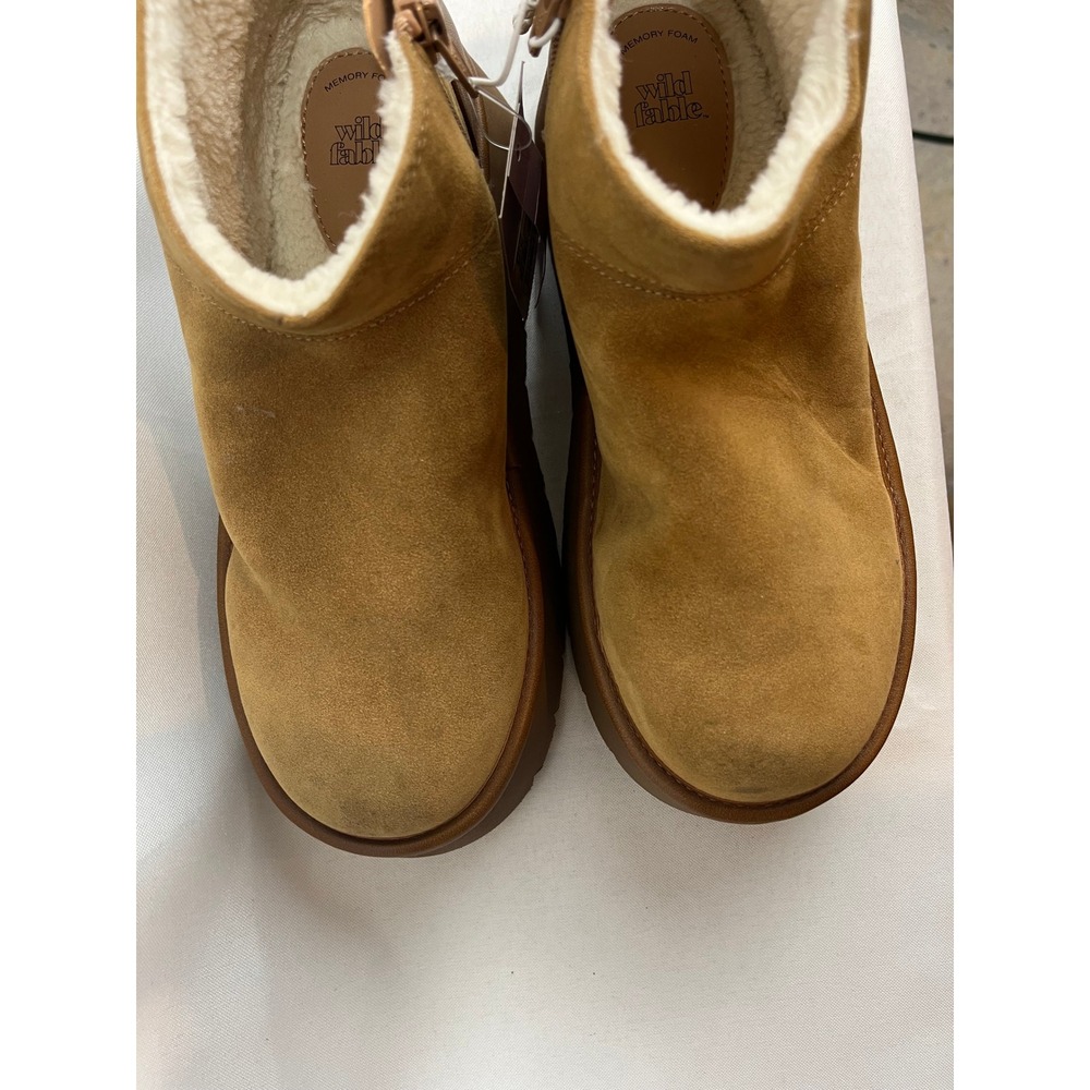 Wild Fable Womens Platform Ankle Boots Tan Chestnut Faux Shearling Lug Sole 7 - Picture 2 of 6
